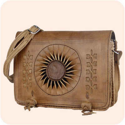 SIMANDRA Schultertasche Leder-Handtasche „Dorah“ 22x28cm, mit Ledernäherei I verstellbarer Schultergurt