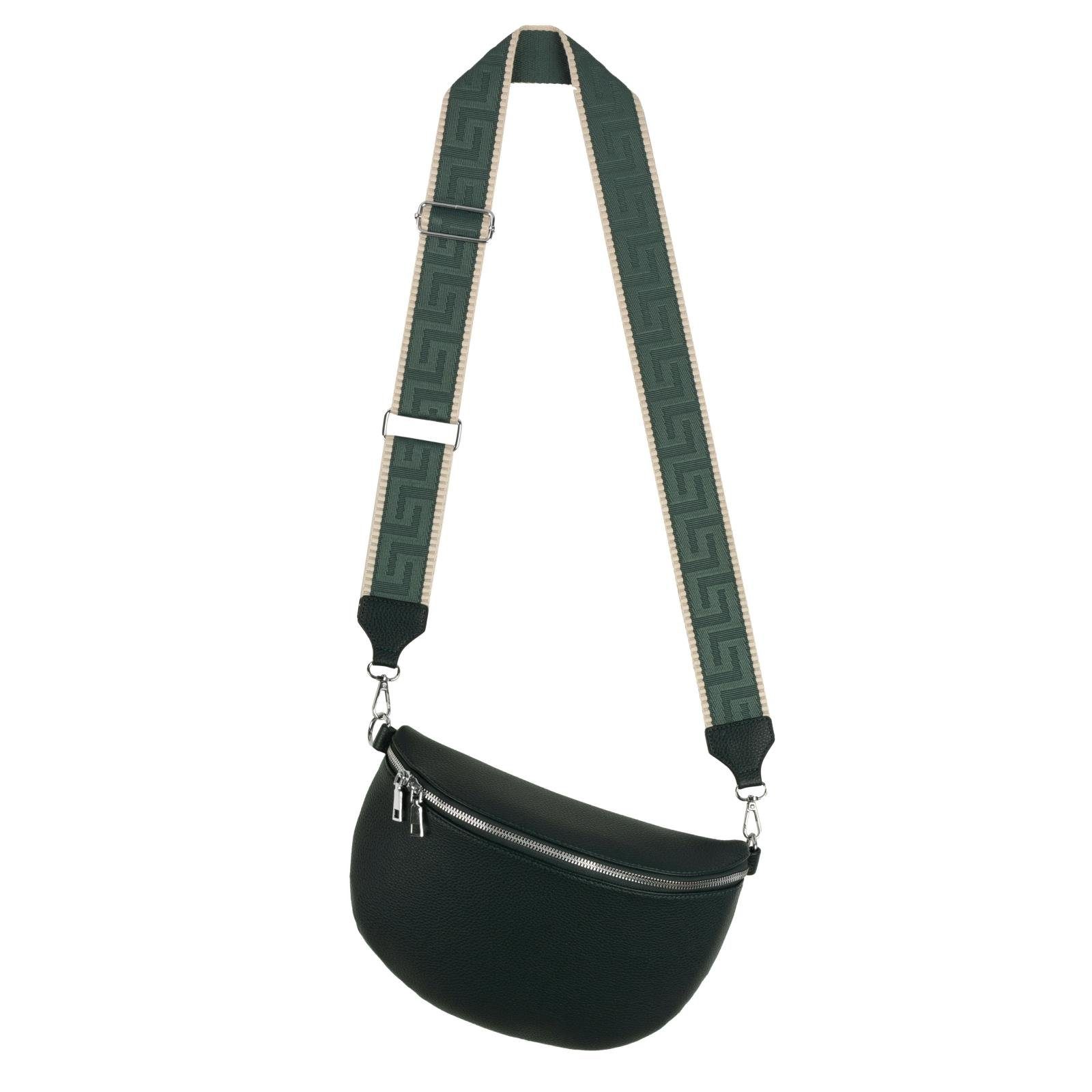 EAAKIE Gürteltasche Bauchtasche Hüfttasche CrossOver, Crossbody-Bag als Umhängetasche Umhängetasche D.GREEN Italy, XL tragbar Kunstleder Schultertasche