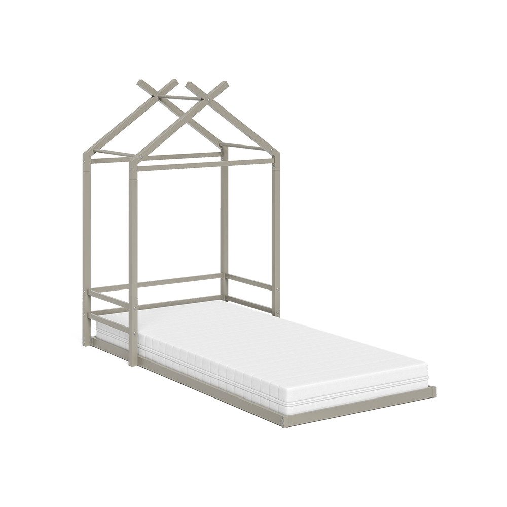 VitaliSpa® Hausbett Roofy, Greige, 90x200 mit Matratze (2-tlg)