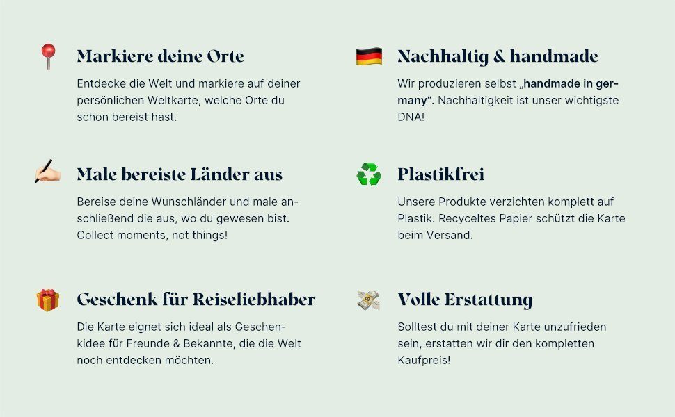 mw Leinwandbild Meine Weltkarte: Markiere deine bereisten Orte - handmade i günstig online kaufen