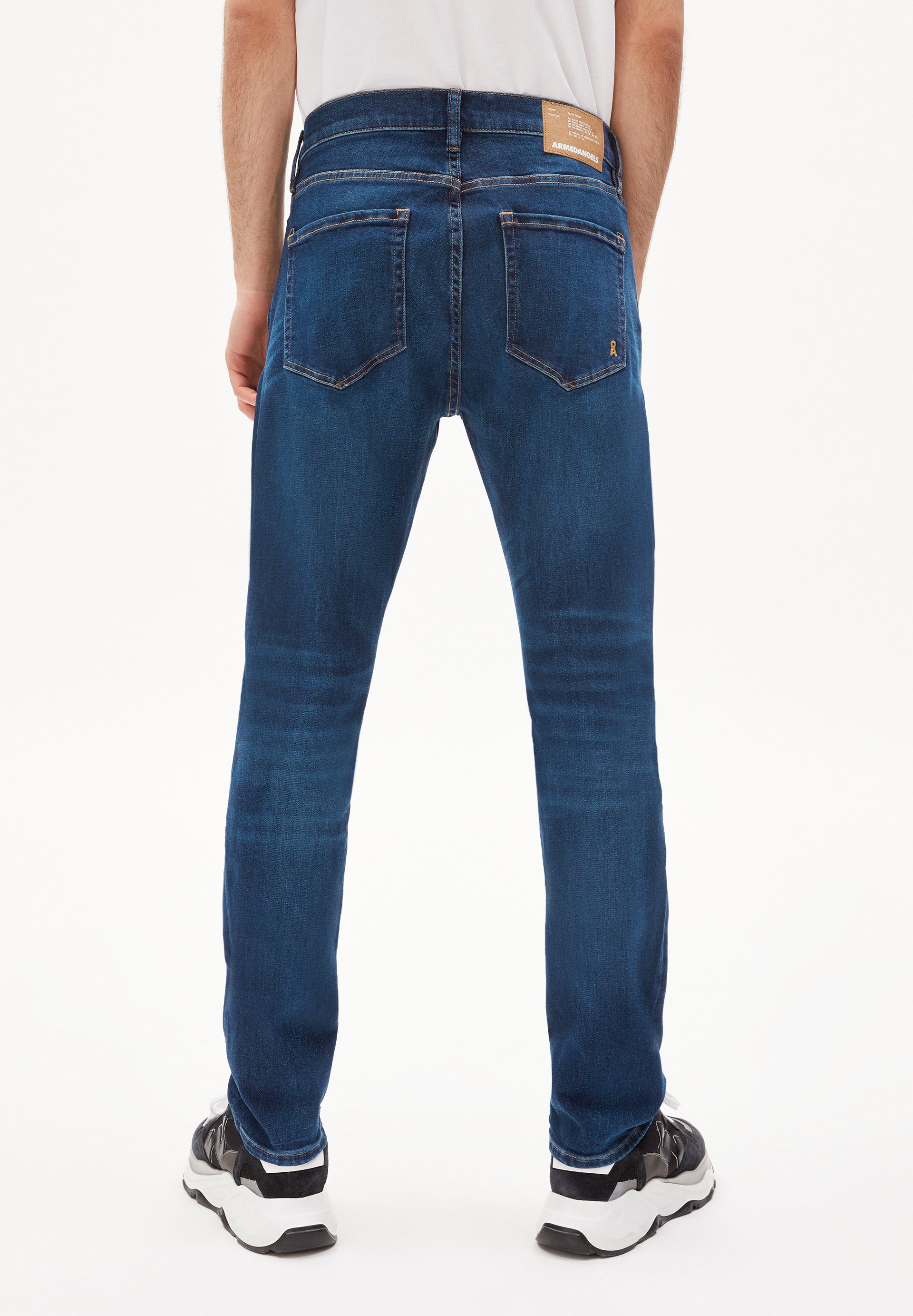 Herren blue (1-tlg) Details IAAN STRETCH dark X Keine night Armedangels Slim-fit-Jeans