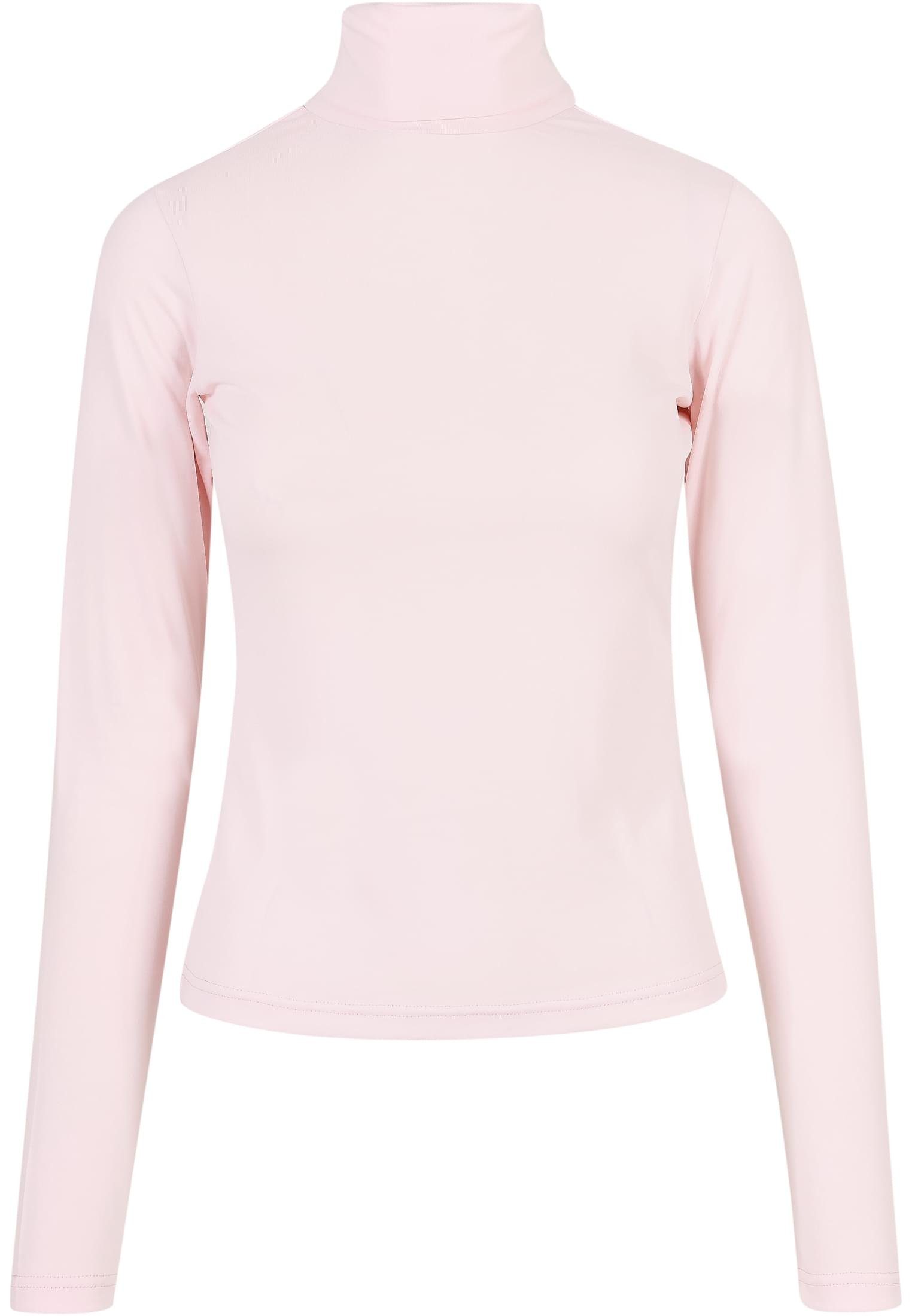 URBAN CLASSICS Langarmshirt Damen Ladies pink Longsleeve (1-tlg) Modal Turtleneck
