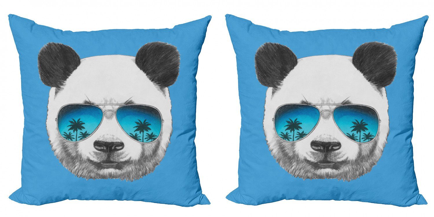 Kissenbezüge Modern Accent Doppelseitiger Digitaldruck, Abakuhaus (2 Stück), Sonnenbrille Einzelne Kühler Panda-Gesicht