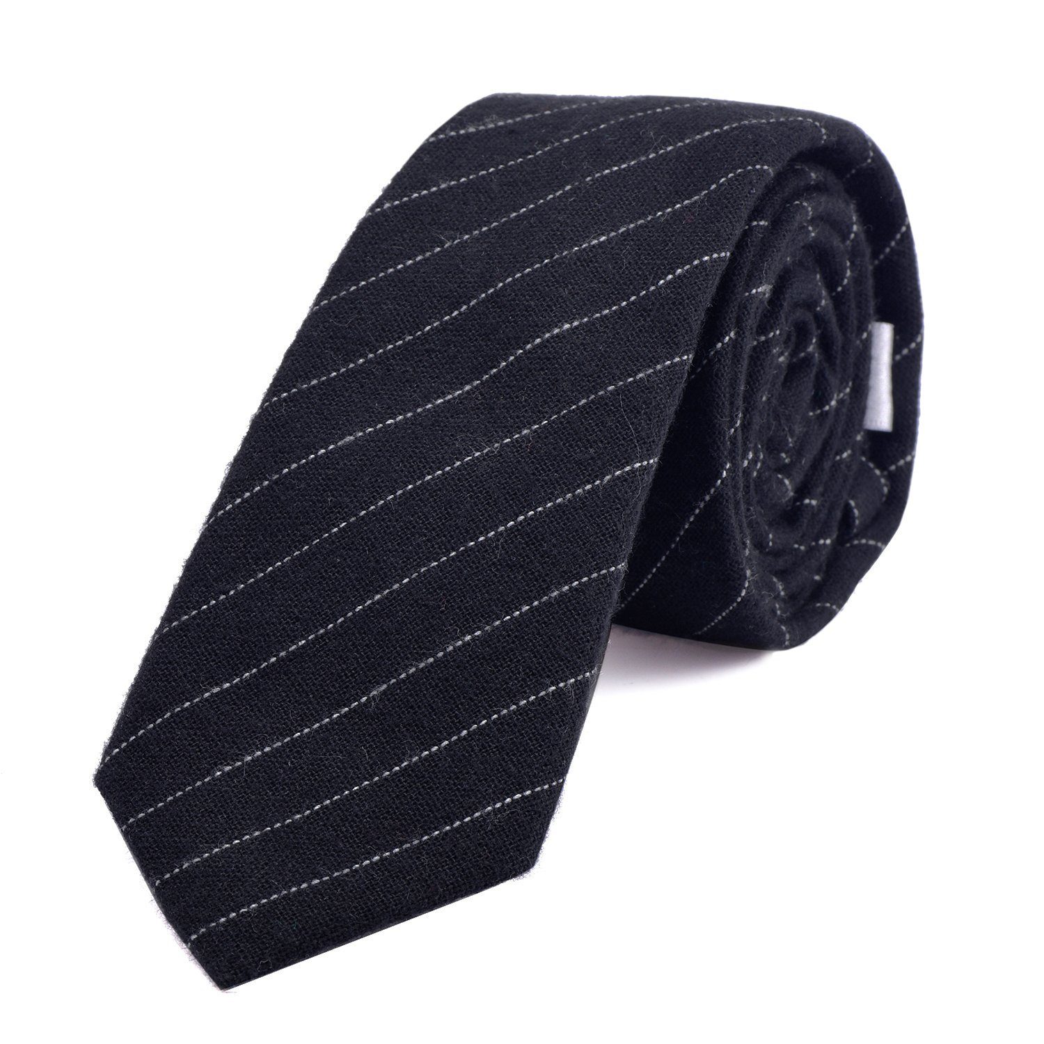 DonDon Krawatte Herren Krawatte 6 cm mit Karos oder Streifen (Packung, 1-St., 1x Krawatte) Baumwolle, kariert oder gestreift, für Büro oder festliche Veranstaltungen schwarz gestreift 2