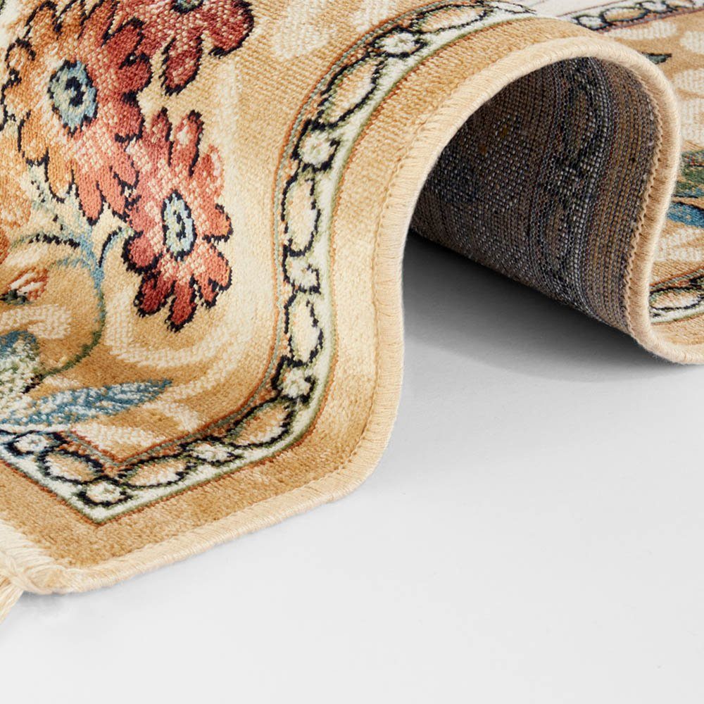NOURISTAN Teppich Orientalischer Samt Teppich Fransen Oriental Flowers Creme Cord, rechteckig, Höhe: 5 mm