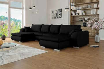 Stylefy Wohnlandschaft Clemens, Sofa, U-Form, Wellenfederung