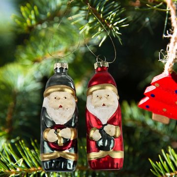 Werner Voß Christbaumschmuck Glas Santa Anhänger Grün Rot 10cm, 4 St.