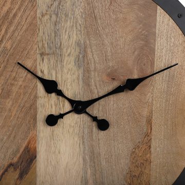 WOMO-DESIGN Wanduhr Designuhr Dekouhr Dekorative Uhr Design (Schwarz-Natur Ø92cm rund Unikat Eisen Mangoholz Vintage-Stil Lautlos)