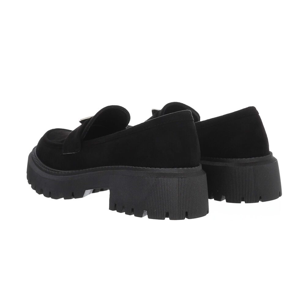 Ital-Design Damen Mokassins Freizeit Slipper (84989522) Blockabsatz Mokassins in Schwarz