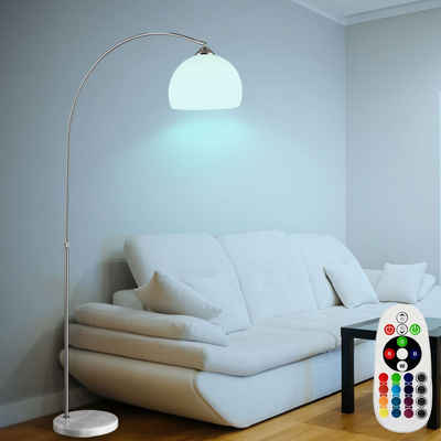 etc-shop LED Bogenlampe, Stehleuchte Standlampe mit Marmorsockel LED RGB Farbwechsler Fernbedienung, Wohnzimmerleuchte Bürolampe Schlafzimmerleuchte Leselampe