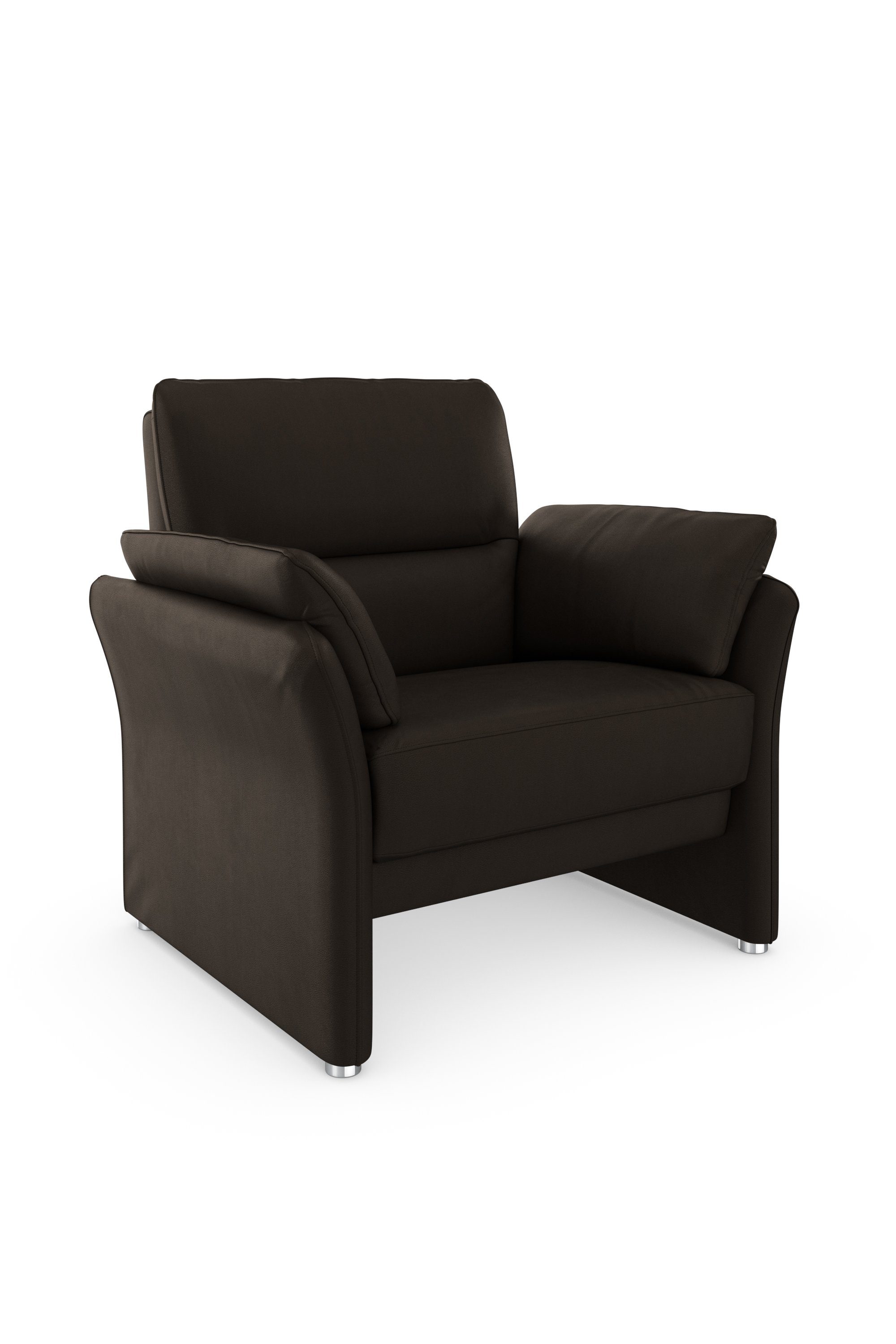 DOMO collection Sessel Pina elegant und zeitloser Clubsessel, bequemer Cocktailsessel, Hoher Sitzkomfort, Luxus-Microfaser Lederoptik, braun