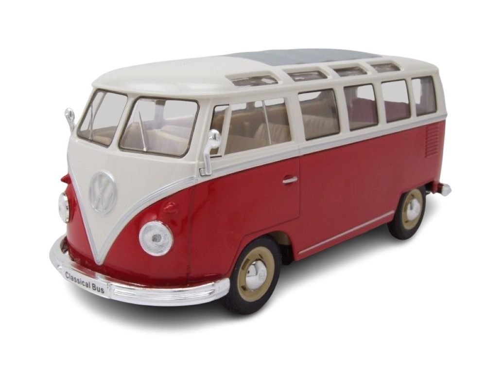 Welly Modellauto VW Classical Samba Bus T1 1963 rot weiß, Maßstab 1:24