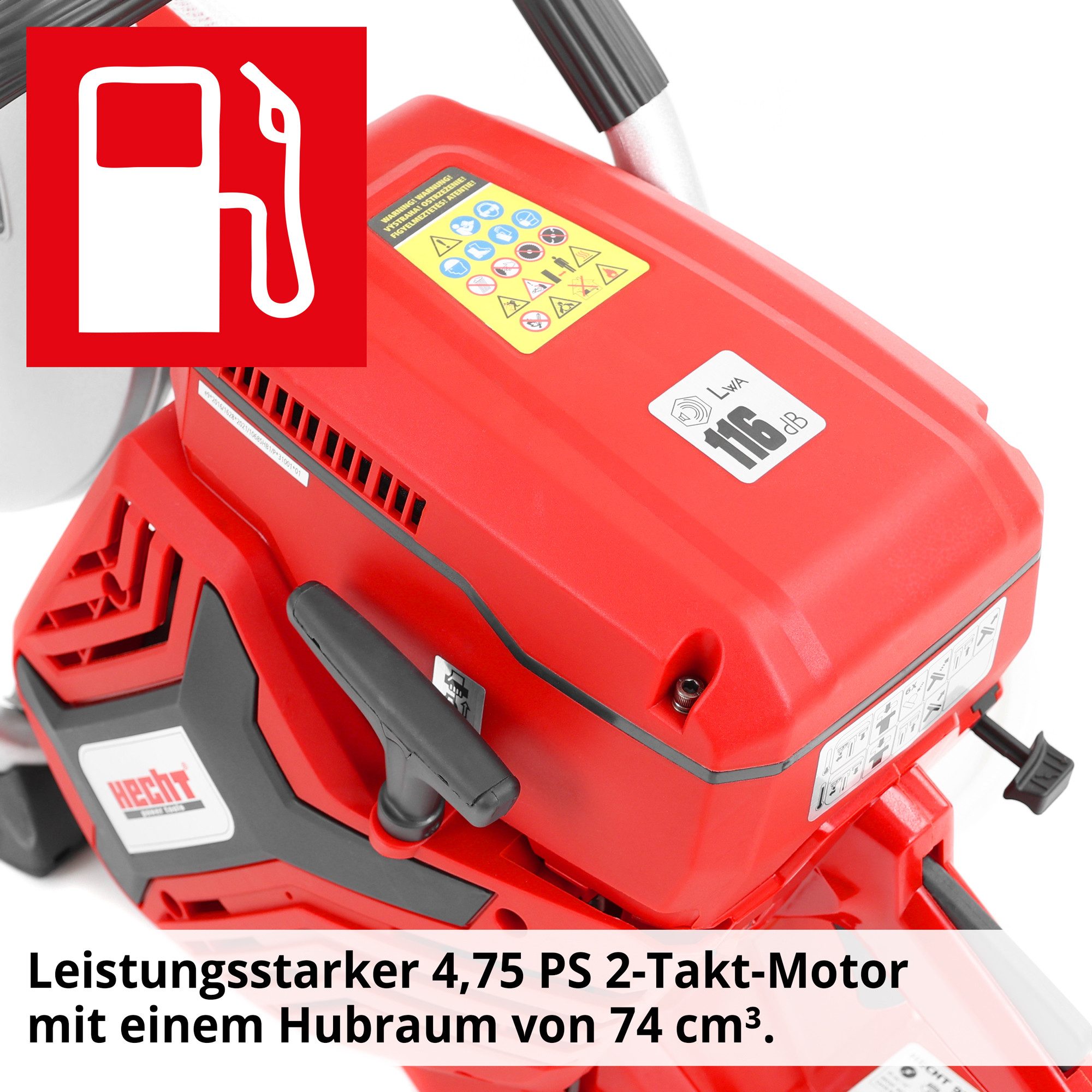 Hecht Trennschleifer 9744 Benzin-Trennschneider 4,75 PS mit 350 mm Diamantscheibe, (1 tlg) – Bild 2 von 5