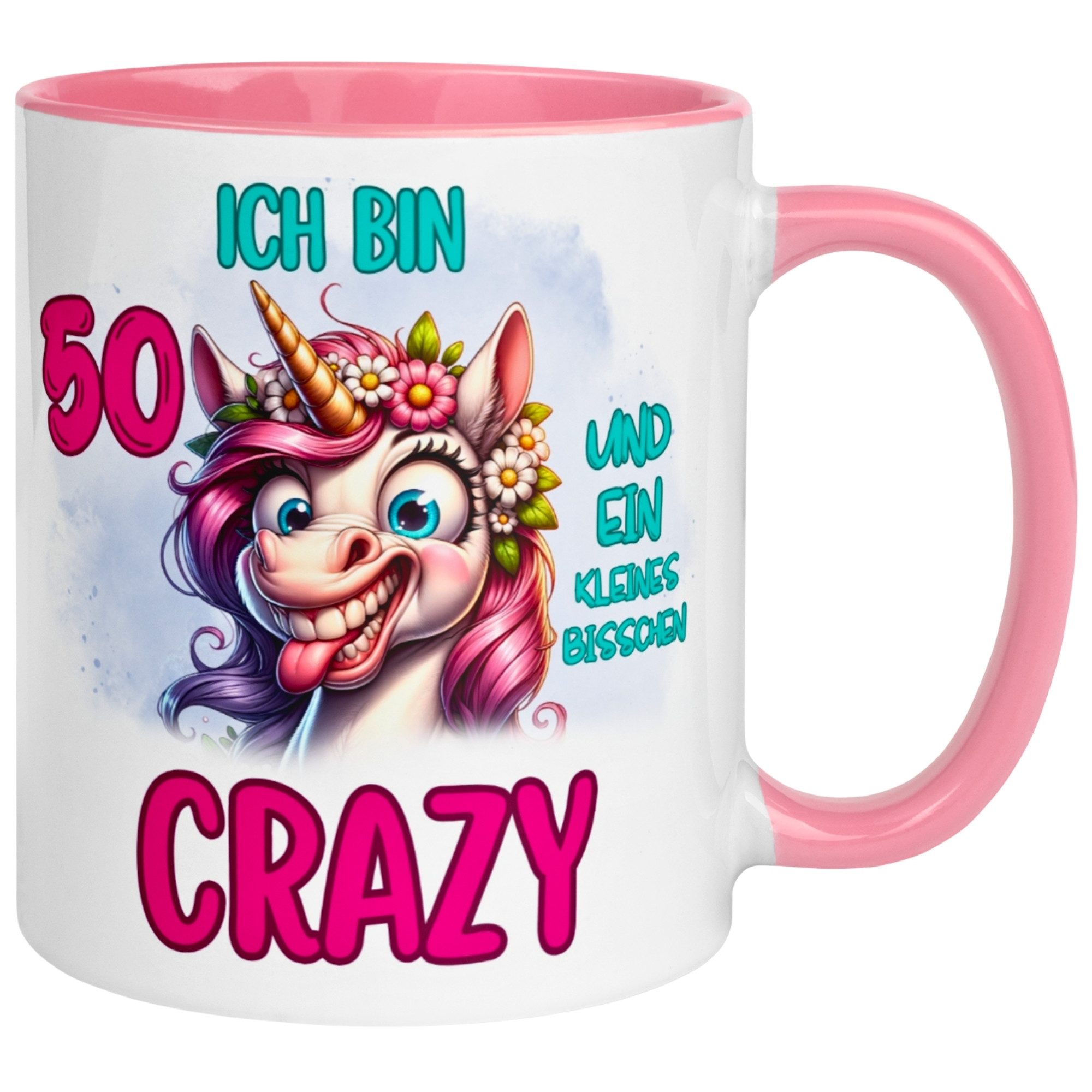 Momentals Tasse 50 Geburtstag Frau – Ein bisschen Crazy – Geburtstagsgeschenk Frauen, Gratis Versand · Links-&Rechtshänder · Spülmaschinenfest
