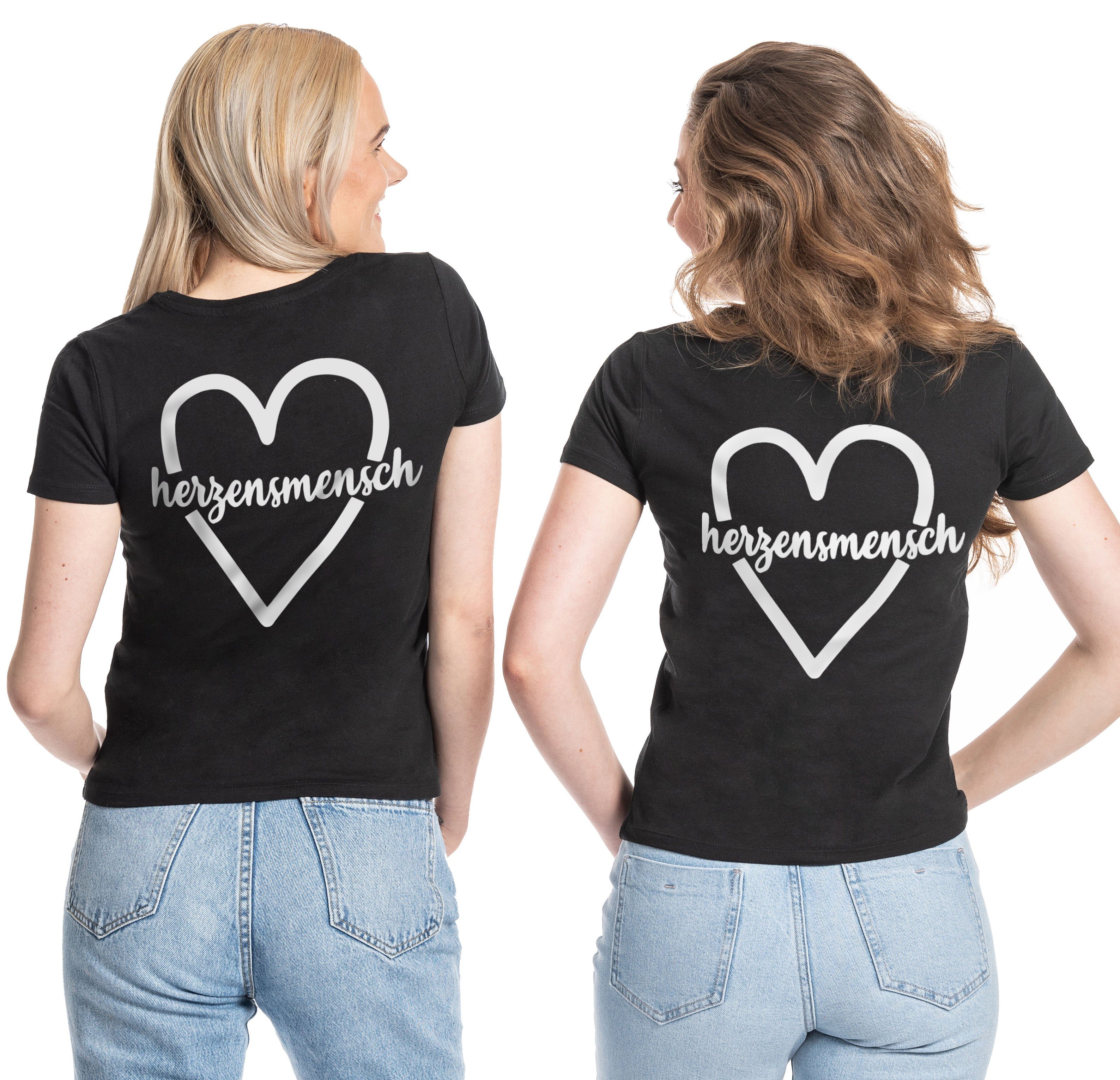 Couples Shop T-Shirt Herzensmensch Best Friends Sister T-Shirt mit modischem Brust- und Rückenprint