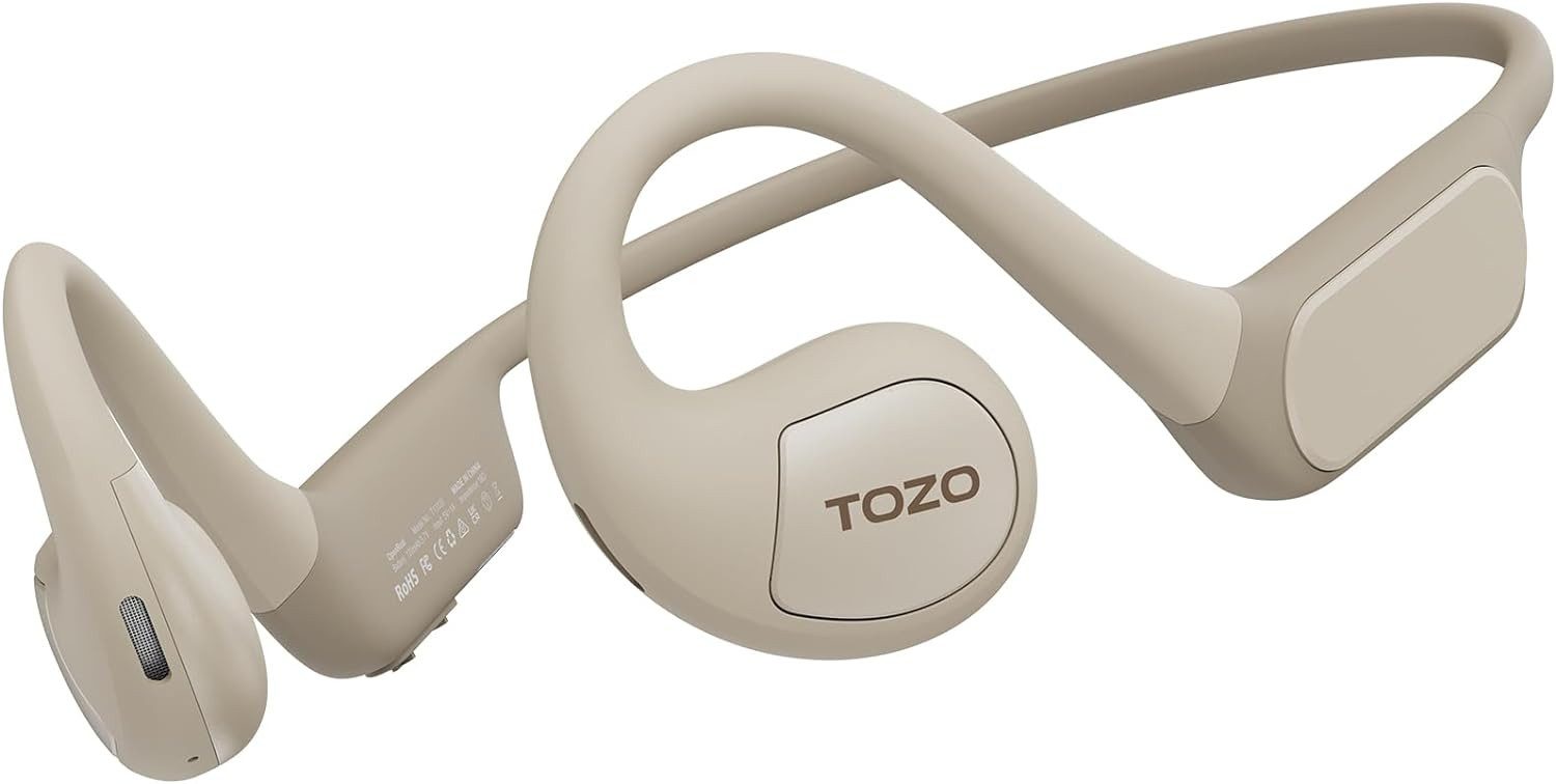 TOZO Luftleitungstechnologie & Ergonomisches Design Open-Ear-Kopfhörer (Kristallklare Anrufe & Bluetooth 5.3: Präzise Stimmaufnahme, Geräuschunterdrückung und stabile Verbindung mit geringer Latenz., Leistungsstarke 16mm dynamische Treiber & eine einfache TouchSteuerung)
