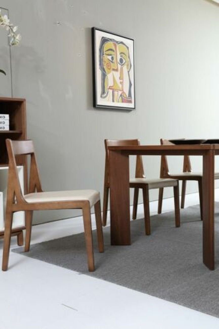 JVmoebel Esszimmer-Set, Italienische Möbel 6x Glas Stuhl Sitz Holz Tisch Designer Polster