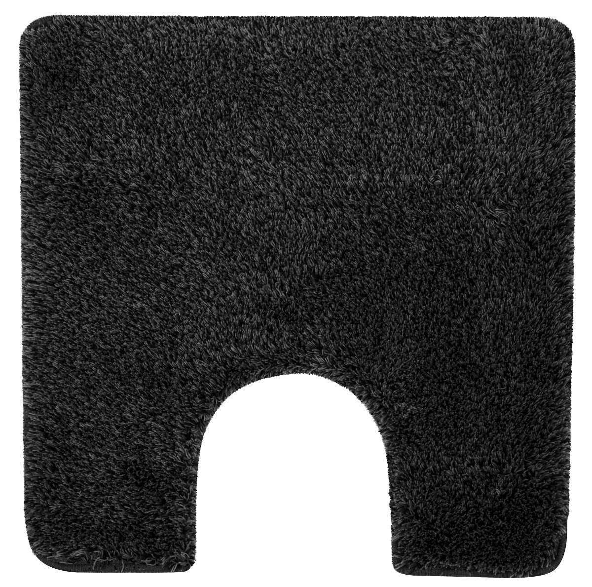 55 waschbar 30 schwarz cm, schnelltrocknend, mm, Acryl, Beschichtung, Toiletten-Ausschnitt, 40°, Velours geeignet, Fußbodenheizung Badematte Badteppich quadratisch Anti-Rutsch Hochflor, für Toiletten-Ausschnitt, meliert, 55 spirella, mit 100% mit Höhe: BRIZZOLO, x