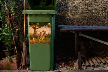 MuchoWow Wandsticker Waldtiere - Hirsche - Licht (1 St), Mülleimer-aufkleber, Mülltonne, Sticker, Container, Abfalbehälter