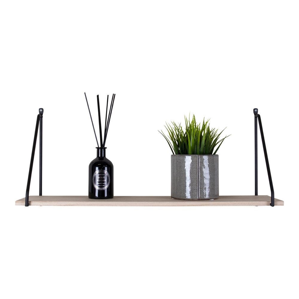House Nordic Wandregal in Schwarz / Natur, Massivholz - 65x27x17cm (BxHxT)