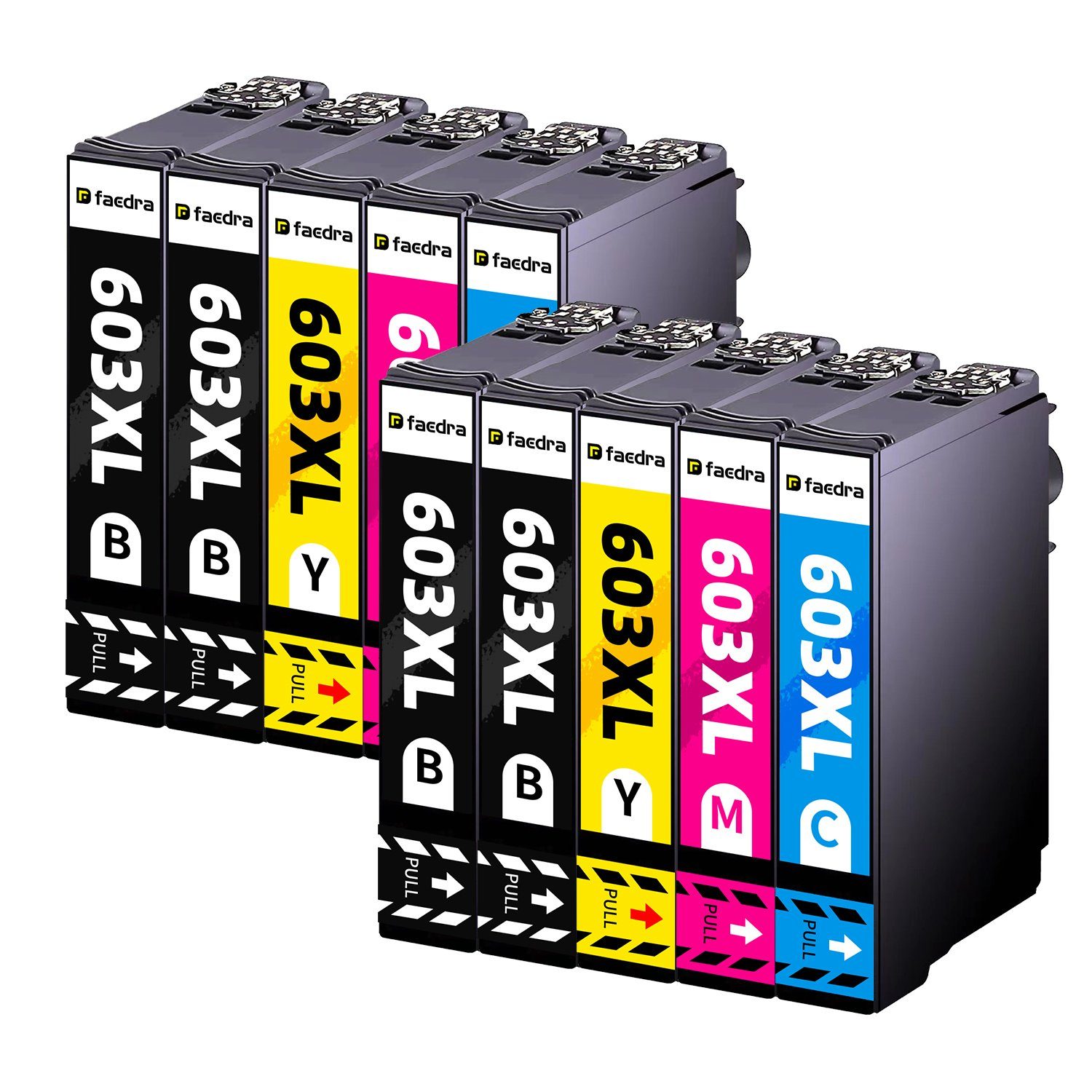 faedra Epson 603XL 603 Druckerpatronen für XP 2100 3100 3105, 10er Tintenpatrone (Packung, Für Epson Expression Home XP-3100 3150 2150 4100 4105 2105 2100)