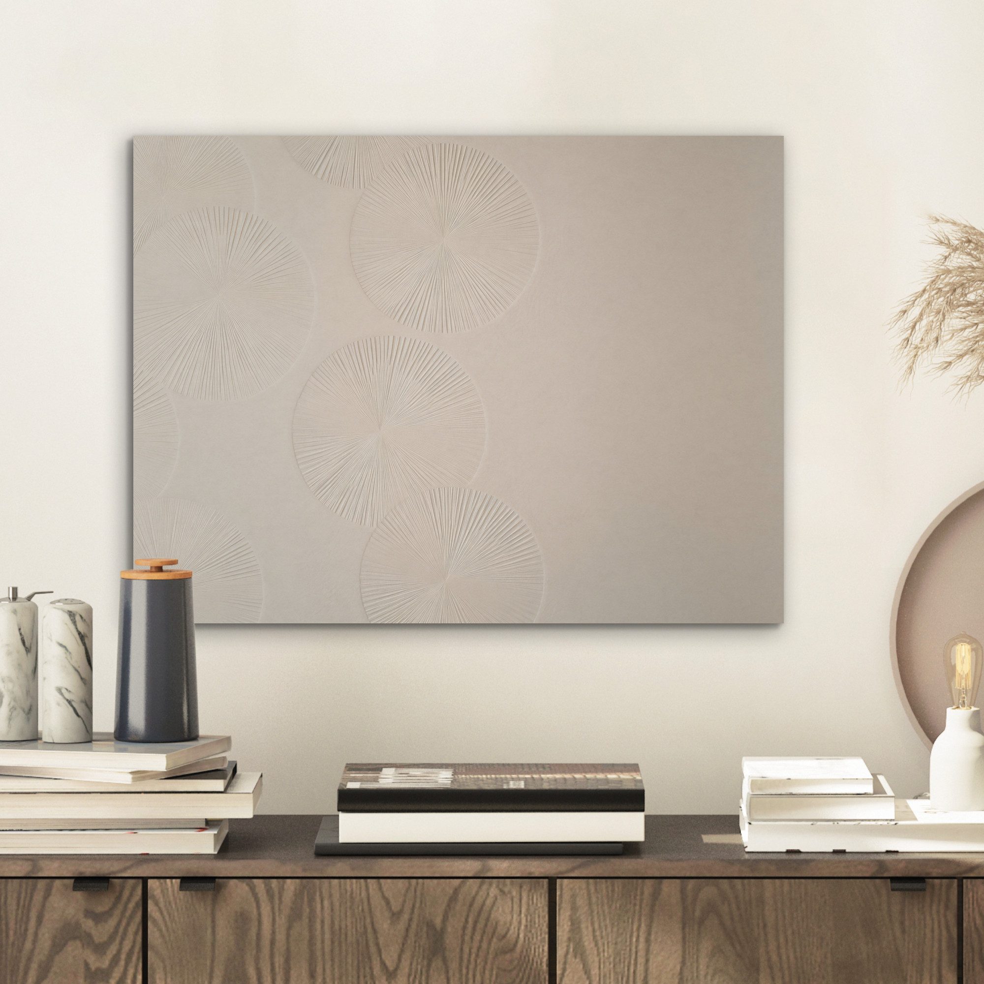 MuchoWow Gemälde Japandi - Beige - Modern, Fotodruck (1 St), Akustikpaneele günstig online kaufen