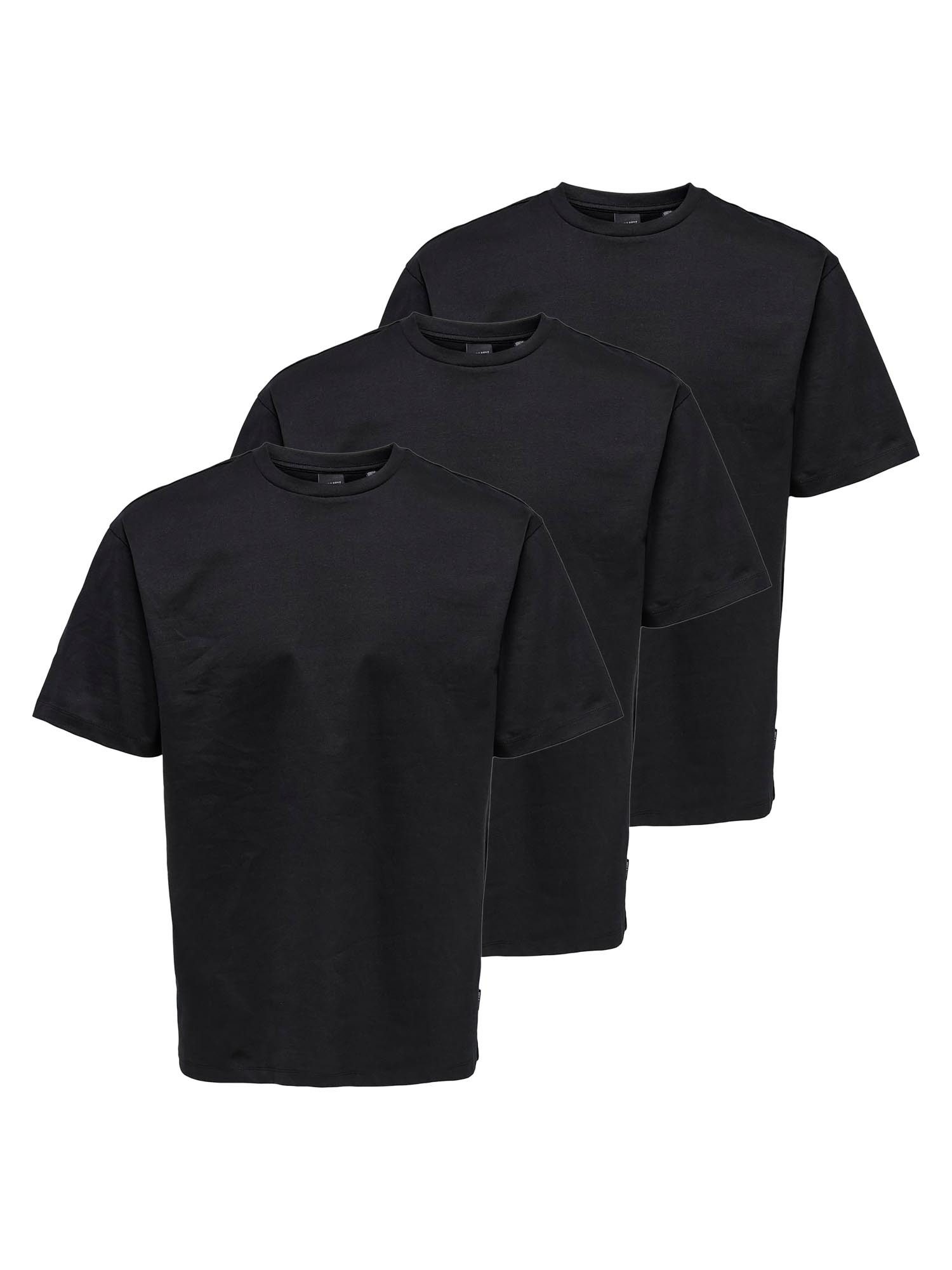 ONLY & SONS T-Shirt 3er Pack Onsfred (Spar-Set, 3-tlg) T-Shirt - Baumwolle - Atmungsaktiv - Locker geschnitten