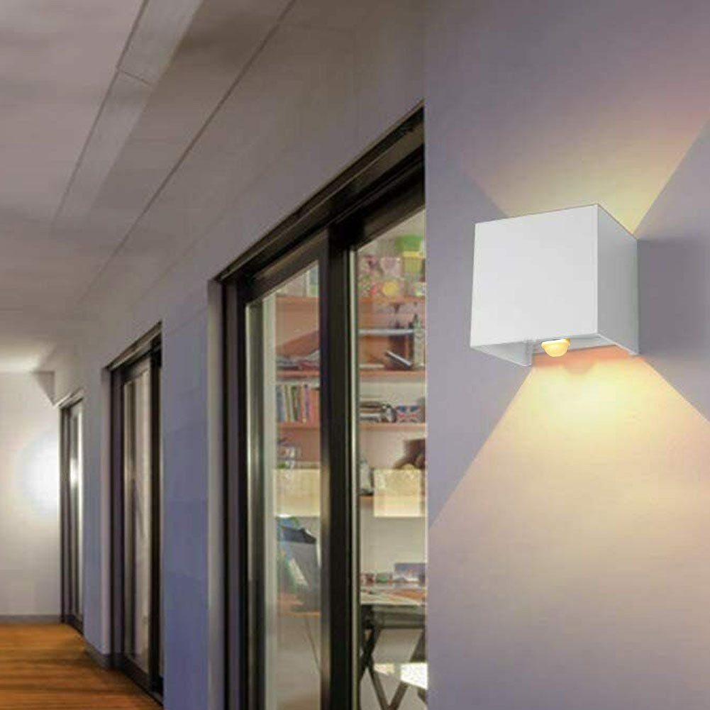 oyajia Wandleuchte 2 Stück 7W Metall LED Wandlampe, Auf und ab Einstellbarer Lichtstrahl, LED fest integriert, Warmweiß, LED Wandlampe mit Bewegungsmelder,für Wohnzimmer, Flur, Balkon, Hotel