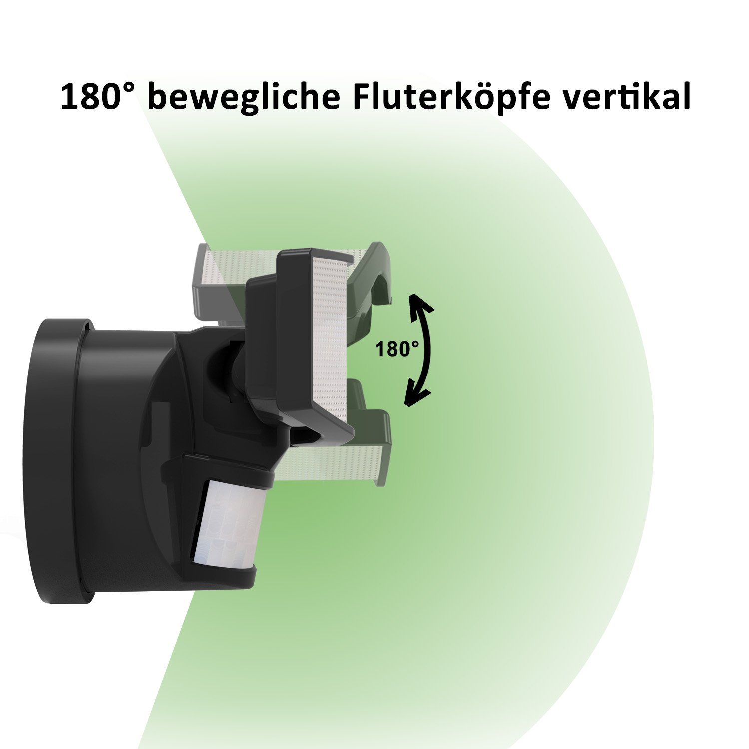 Northpoint LED Wandstrahler Bewegungsmelder 2 Fluter-Köpfe Schwenkbar Batterie 400L