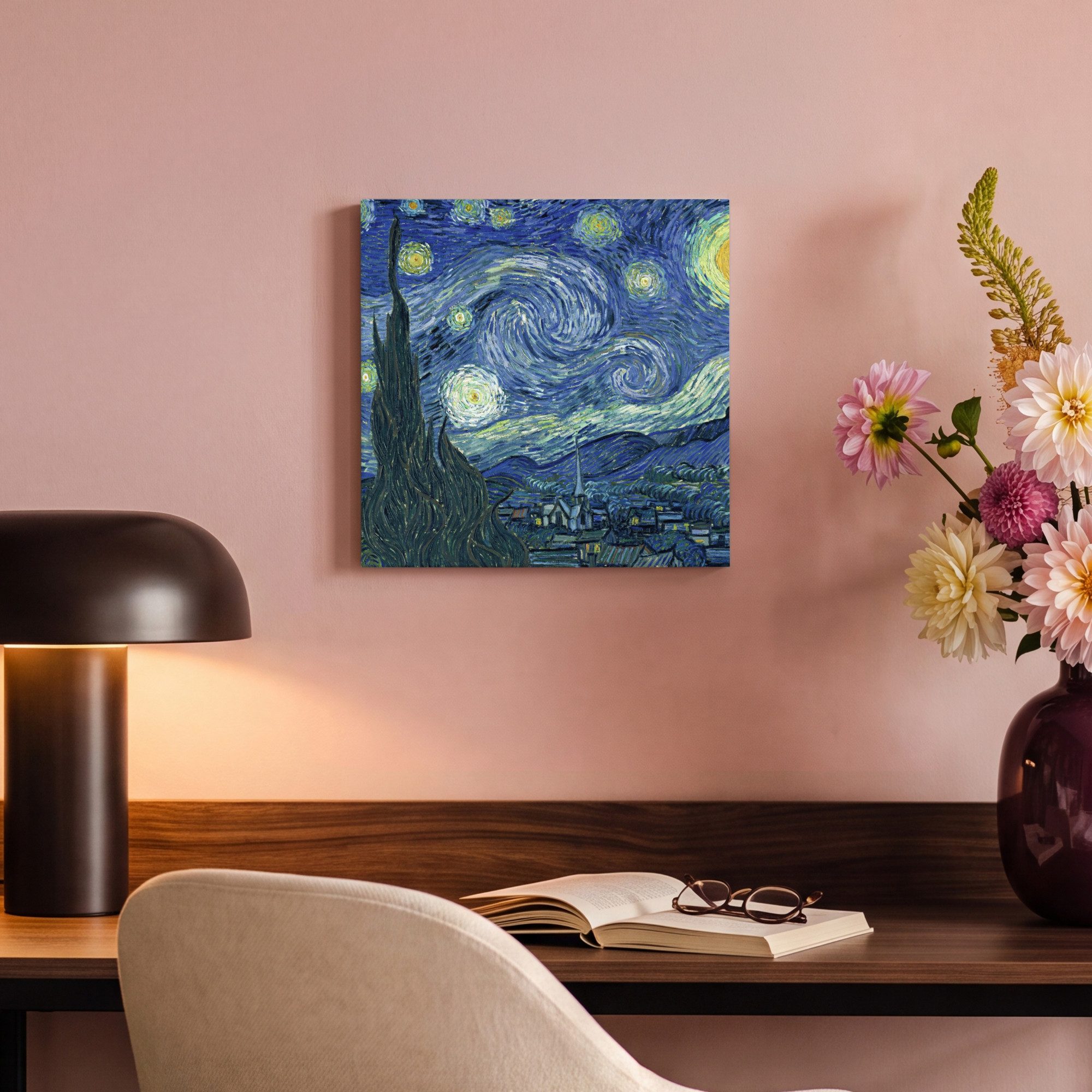 OneMillionCanvasses® Leinwandbild Sternennacht - Kunstdrucke - Alte Meister - Vincent van Gogh, Fotodruck (1 St), Wandbild, Deko Schlafzimmer Wohnzimmer Flur 20 – Bild 4 von 5