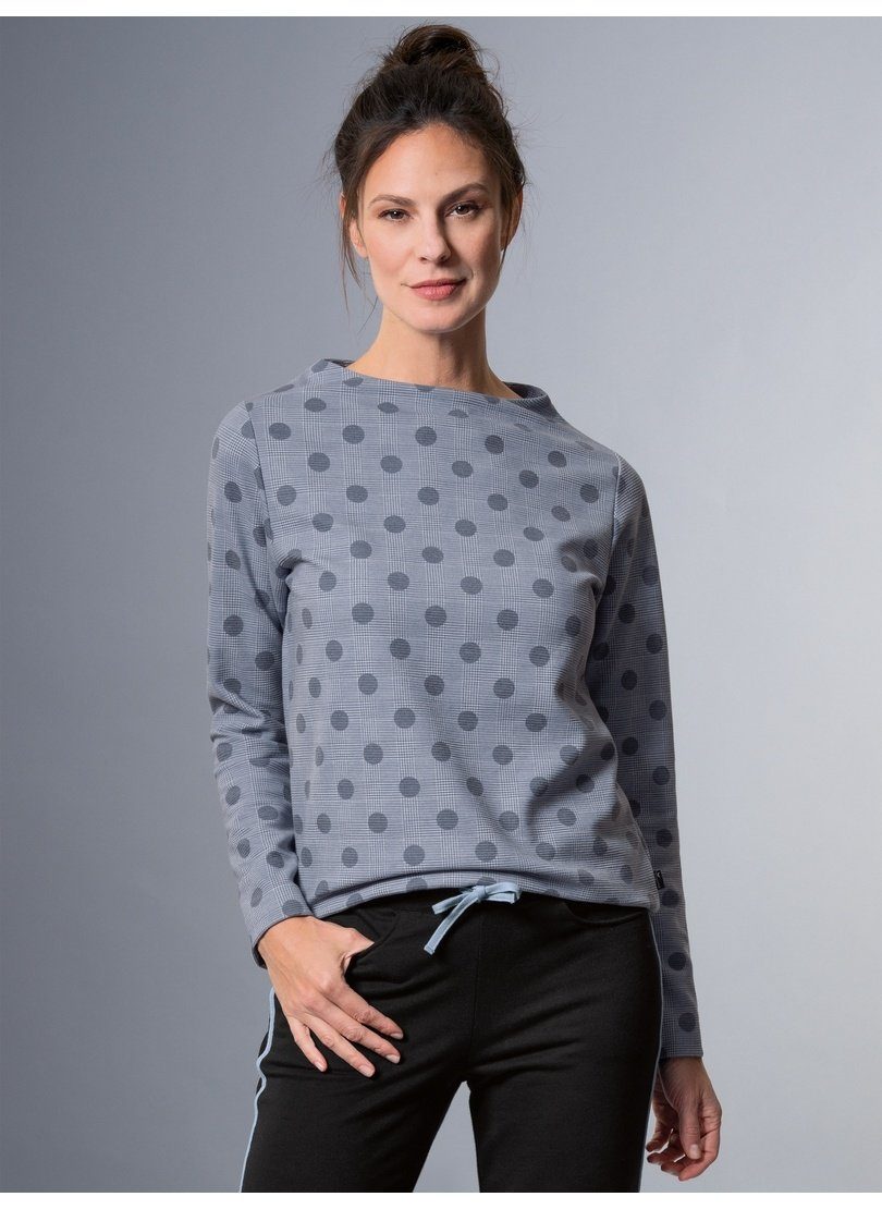 Trigema Sweatshirt TRIGEMA Langarmshirt mit Glencheck-Muster | Basic-Shirts