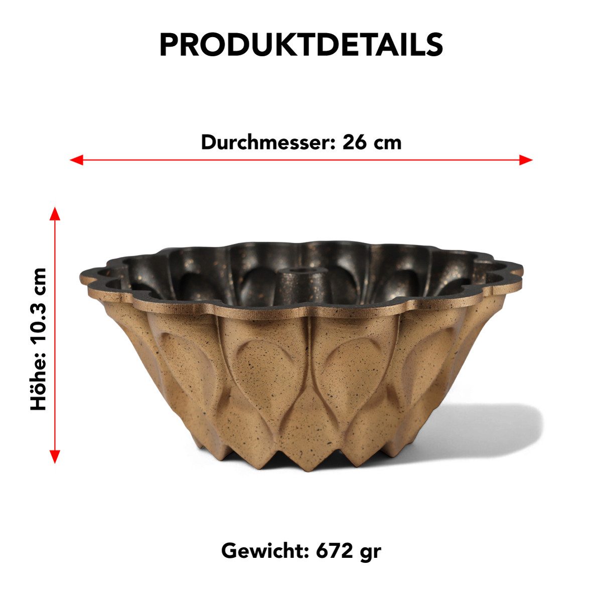 SERENK Backform SERENK Gugelhupf-Form 26 cm – Antihaft-Kuchenform für Kuchen & Gebäck, (1-tlg) – Bild 2 von 5