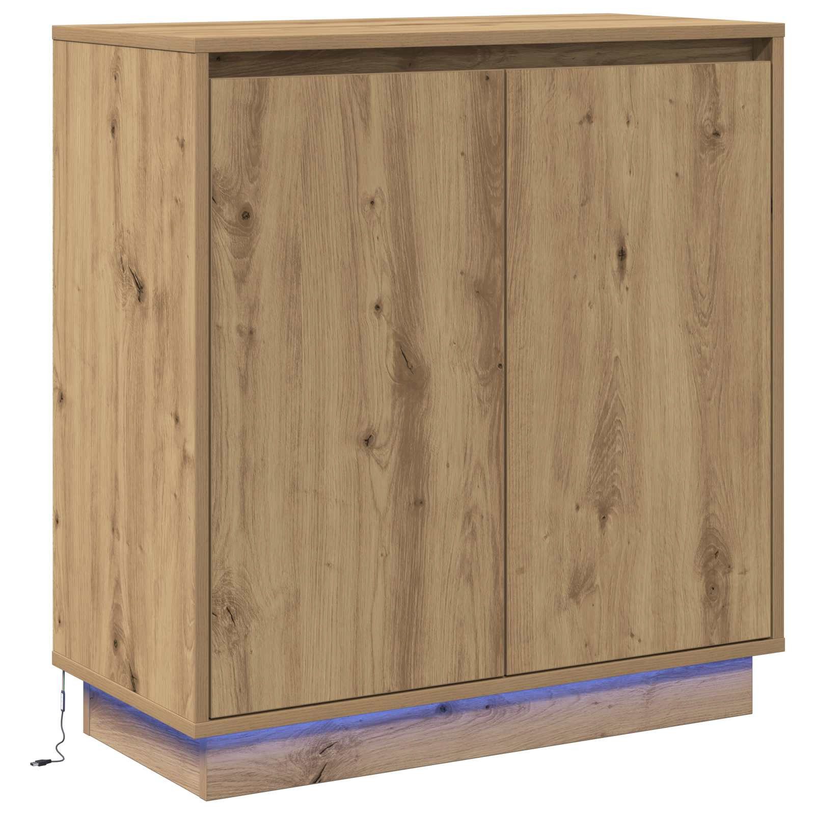 vidaXL Badezimmerspiegelschrank LED-Sideboard Artisan-Eiche 71 x 34,5 x 75 cm Holzwerkstoff (1-St)