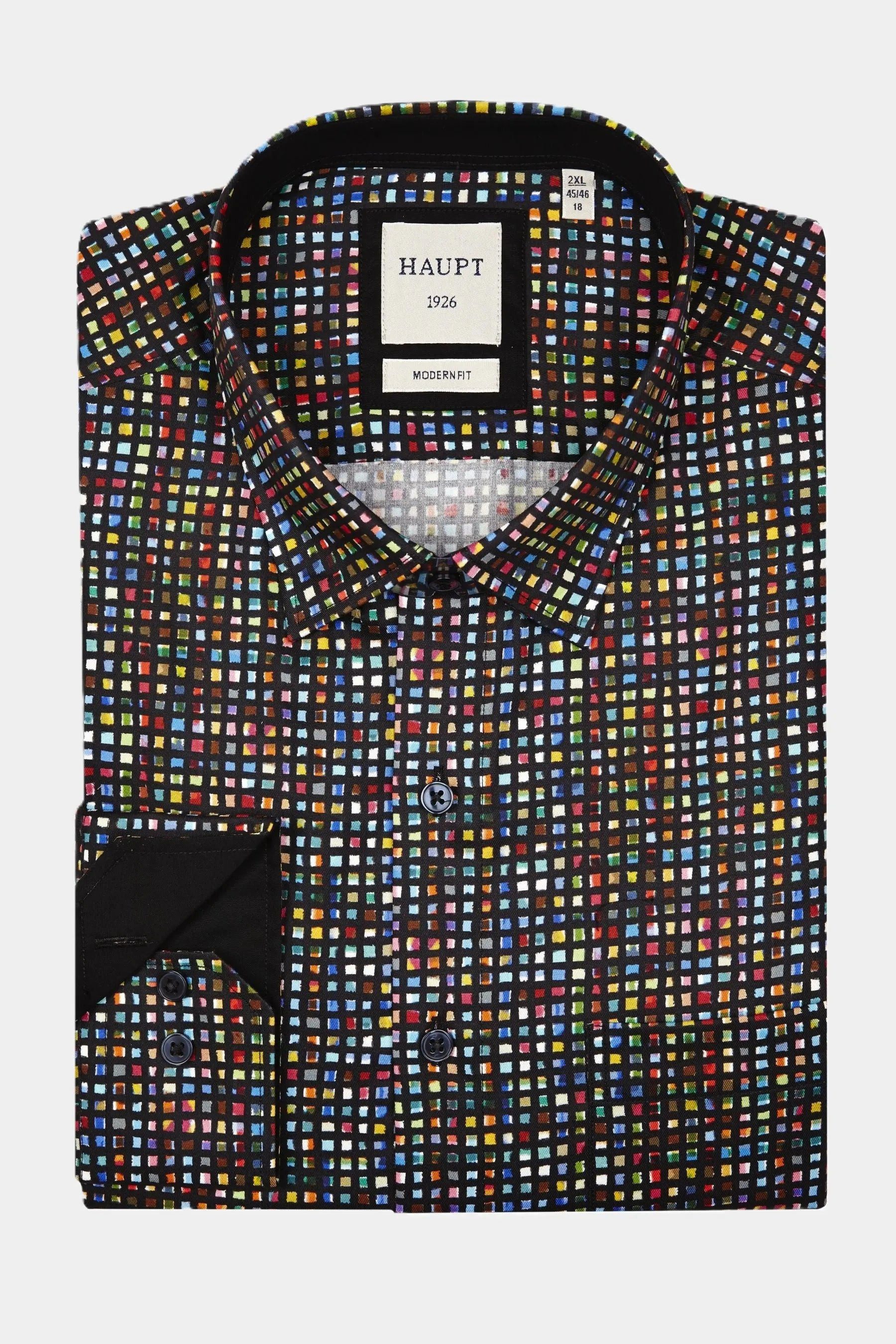 Haupt Langarmhemd Haupt Popelin Modern Fit Langarm Herrenhemd mit Allover M günstig online kaufen