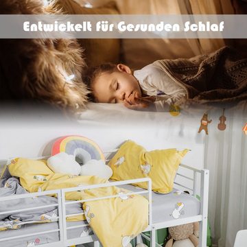 COSTWAY Kinderbett, mit Rausfallschutz, Rutschbahn, Leiter, 198x96x109cm