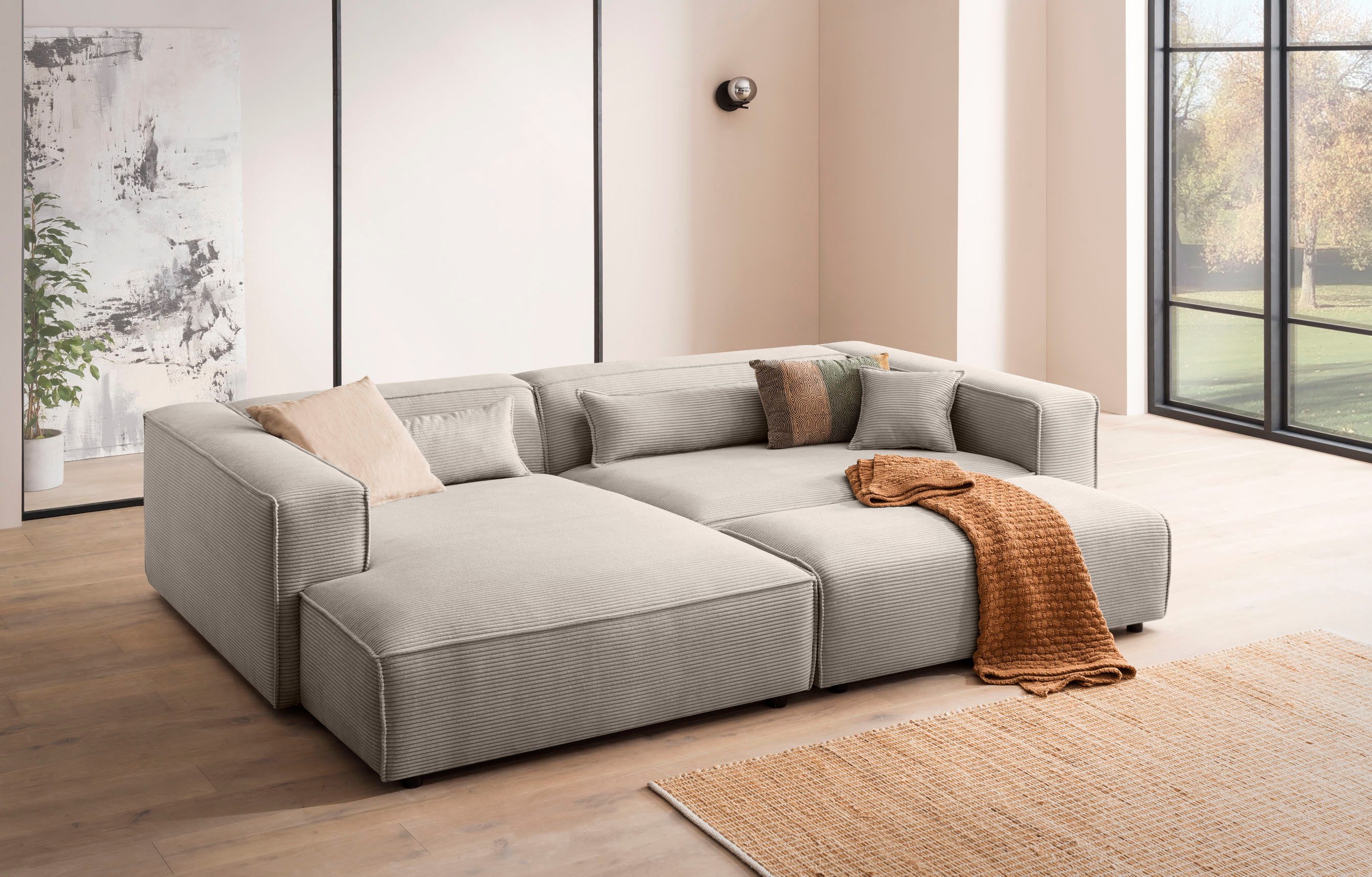 LeGer Home by Lena Gercke Ecksofa PIARA XXL, L-Form, Schlaffunktion, Cord, günstig online kaufen