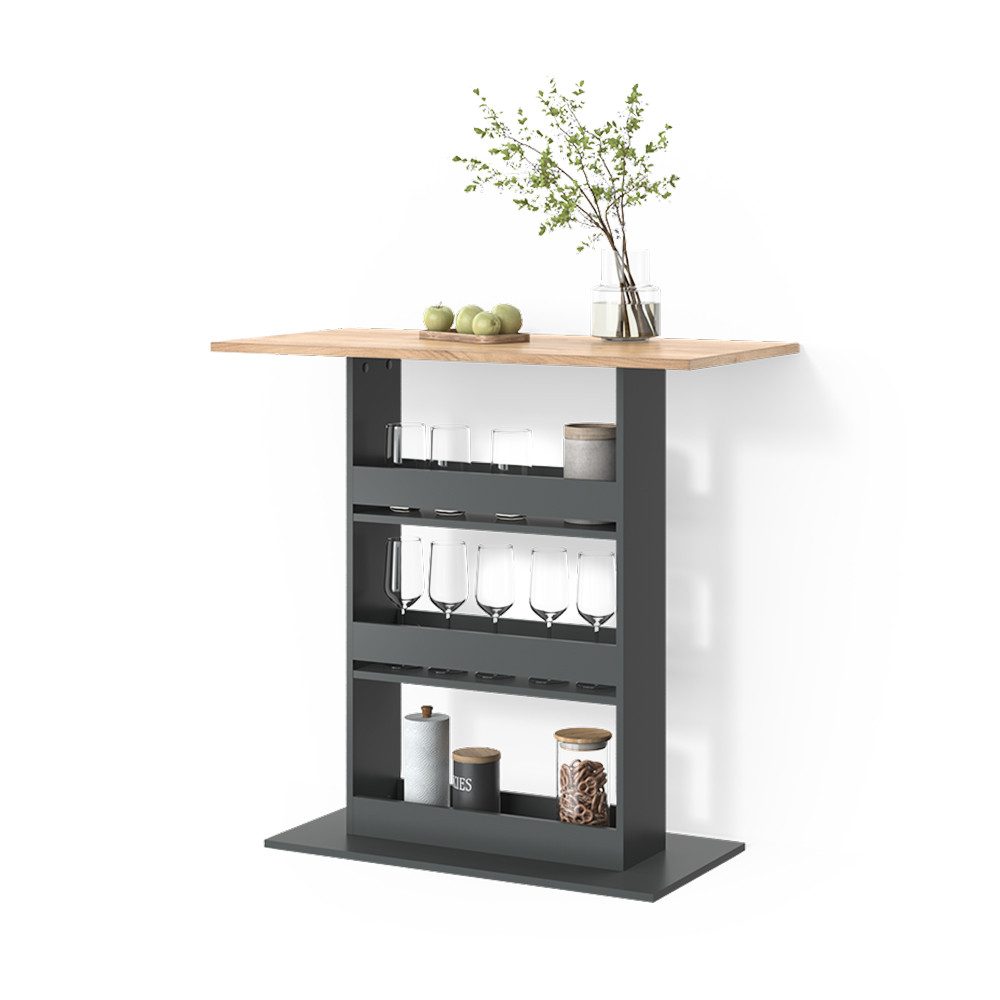 Livinity® Bartisch Regusa, Goldkraft Eiche/Anthrazit/Anthrazit, 110 x 55 cm (1-St)