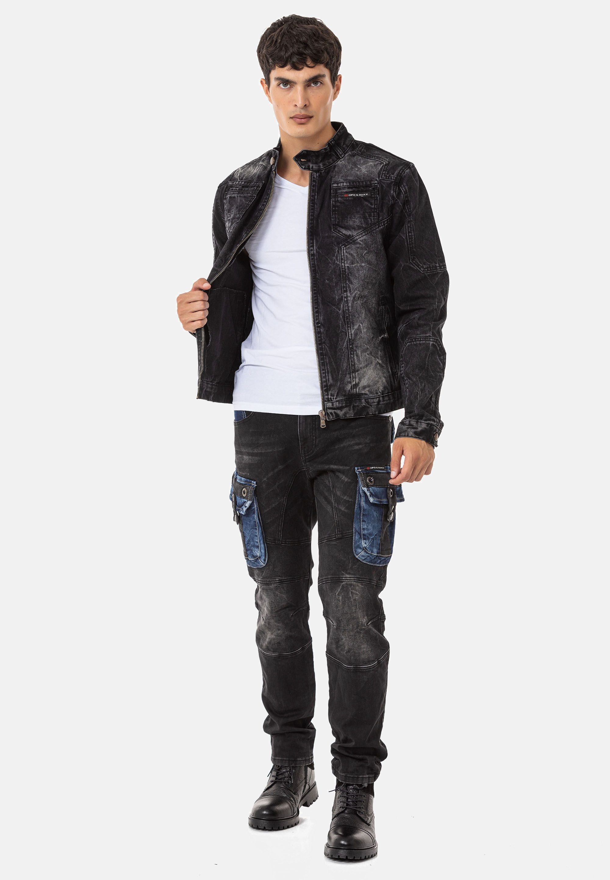 Cipo & Baxx Bikerjacke CJ299 Cooler Used-Look für einen authentischen Vintage-Stil