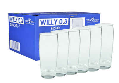 van Well Bierglas 6er Set Bierglas Willibecher 0,3L mit Eichstrich