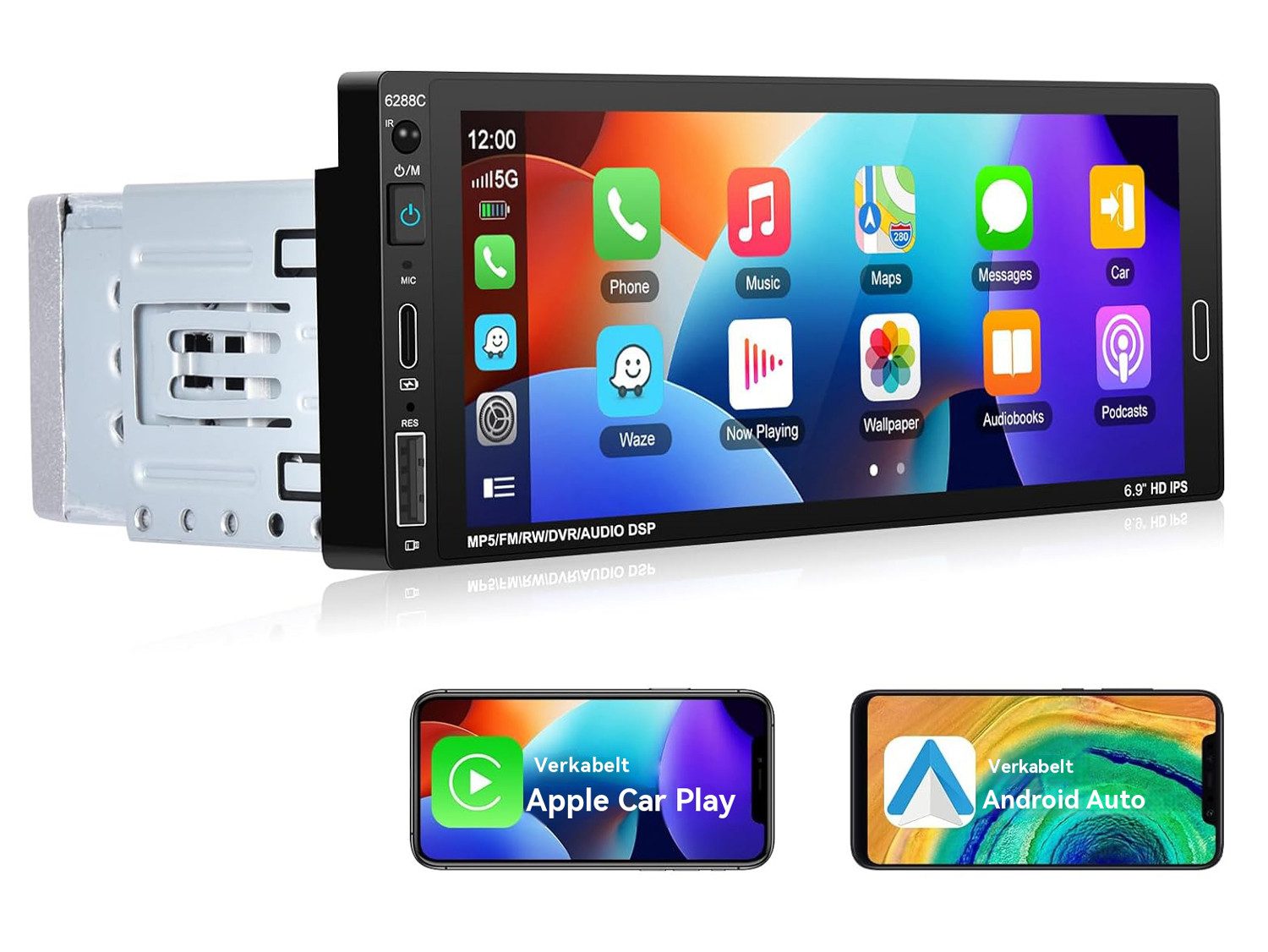 1DIN 6.86" HD Touchscreen Monitor Universal Auto Mp5 Player mit Kamera Autoradio
