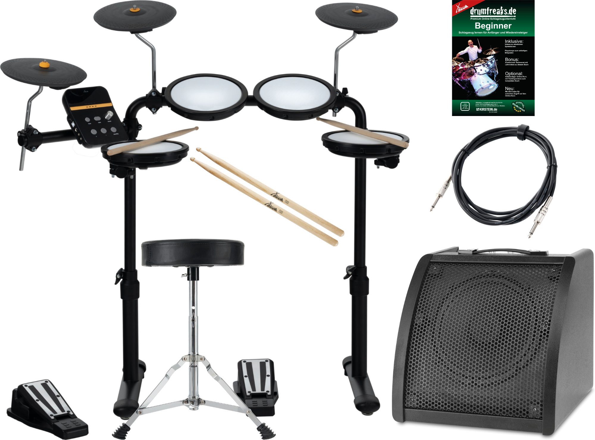 E-Drum DD-250 E-Drum Kit mit 4 Mesh Heads Pads - 3 Becken - Fußcontroller