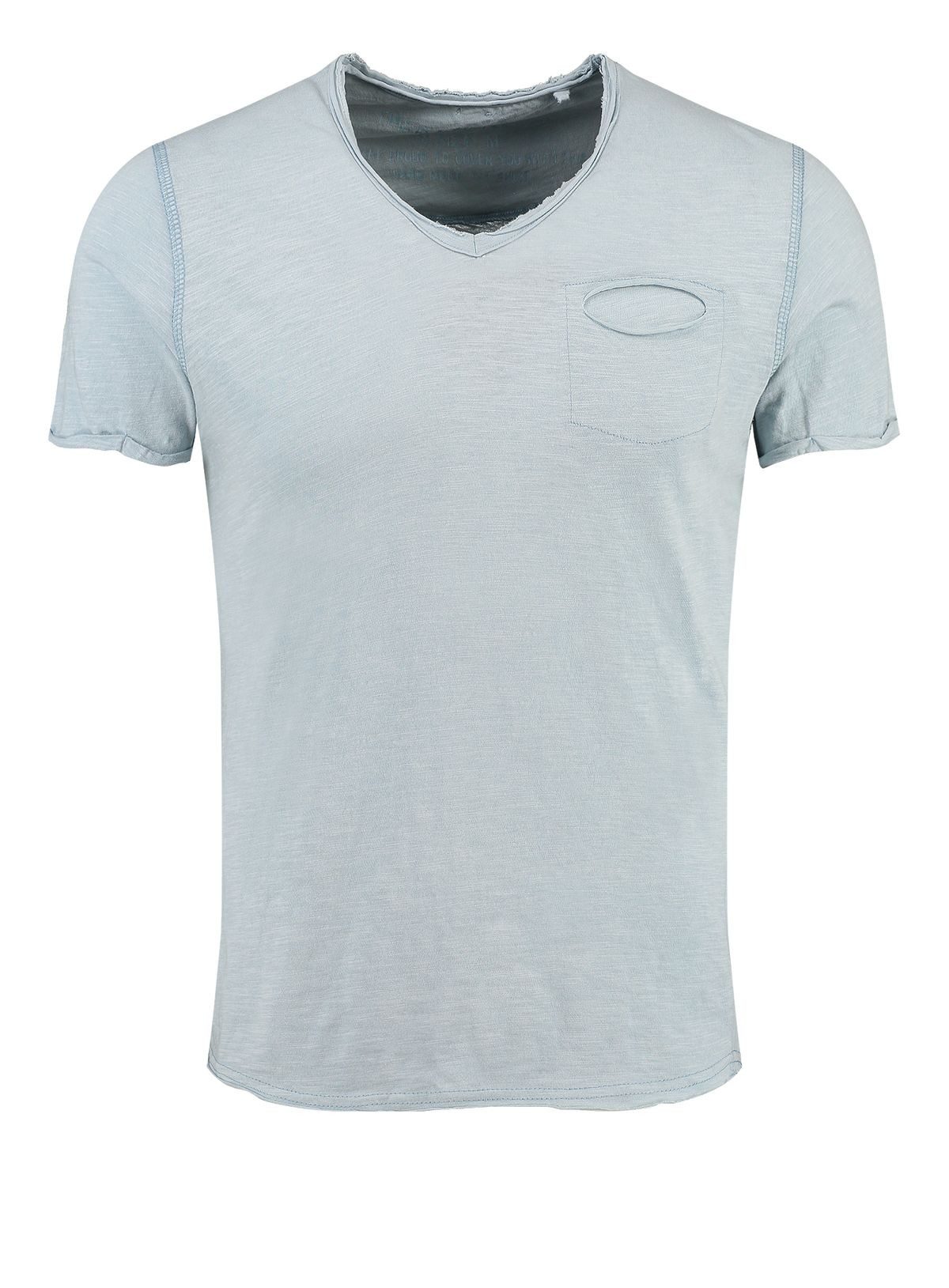 Key Largo T-Shirt Soda vintage Look uni Basic T00619 V-Ausschnitt unifarben kurzarm slim fit