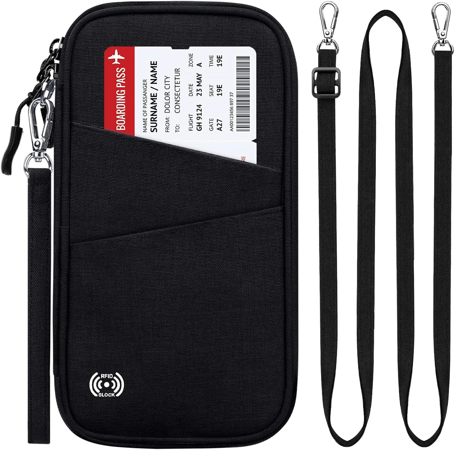 Brieftasche Brieftasche Reisegeldbeutel mit RFID Blocker Reisepasstasche