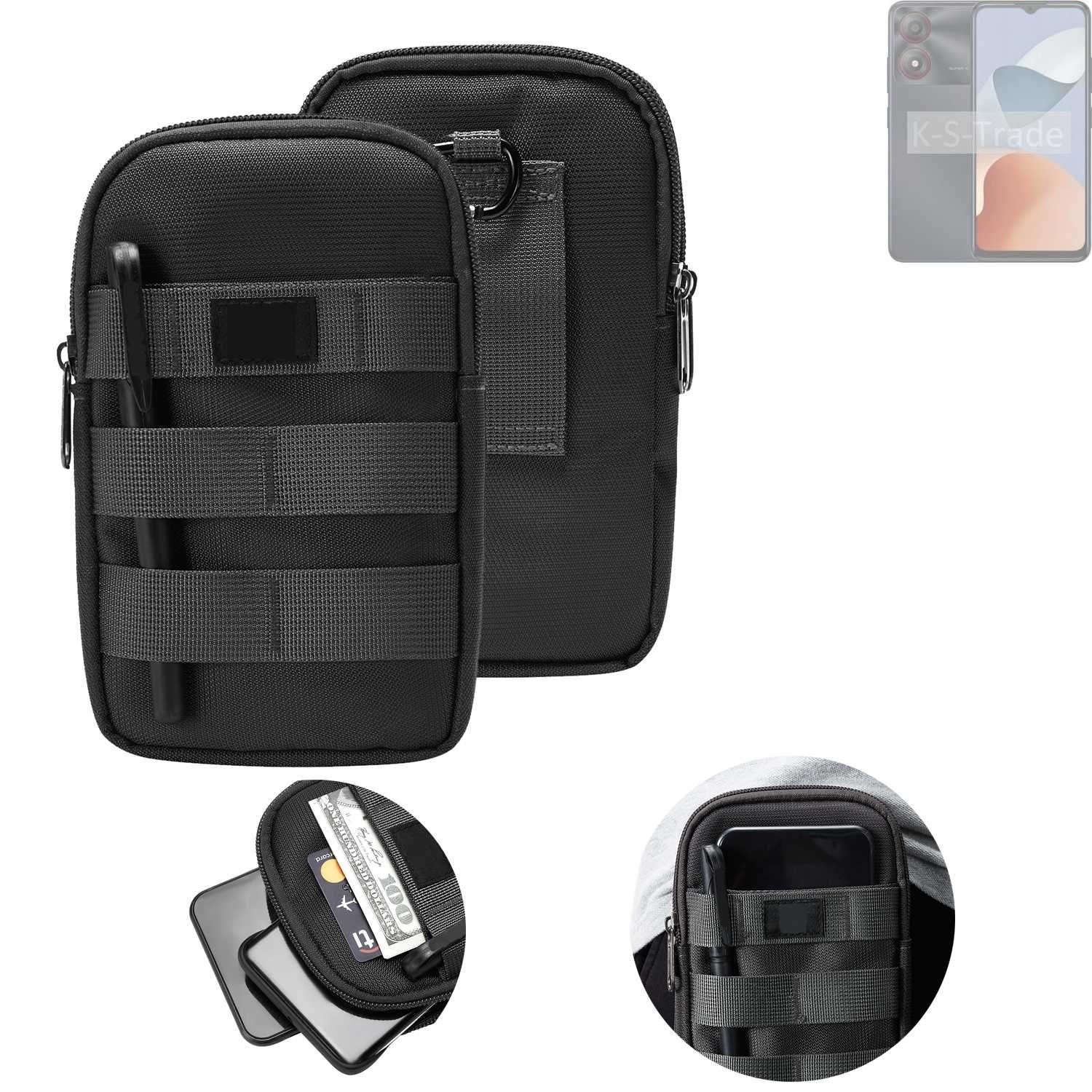 K-S-Trade Handyhülle für ZTE Blade A34, Holster Gürtel Tasche Handy Tasche Schutz Hülle dunkel-grau viele