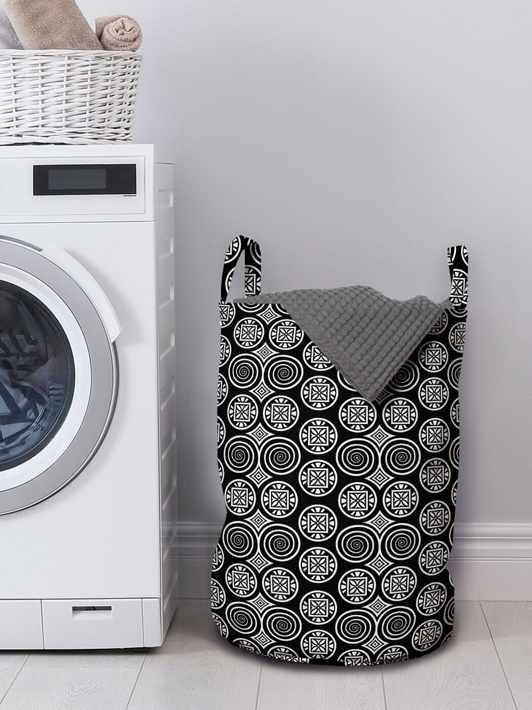 Kreise Art Griffen Wäschesäckchen Waschsalons, Deco Abstrakt Abakuhaus für Wäschekorb Wirbler Kordelzugverschluss mit