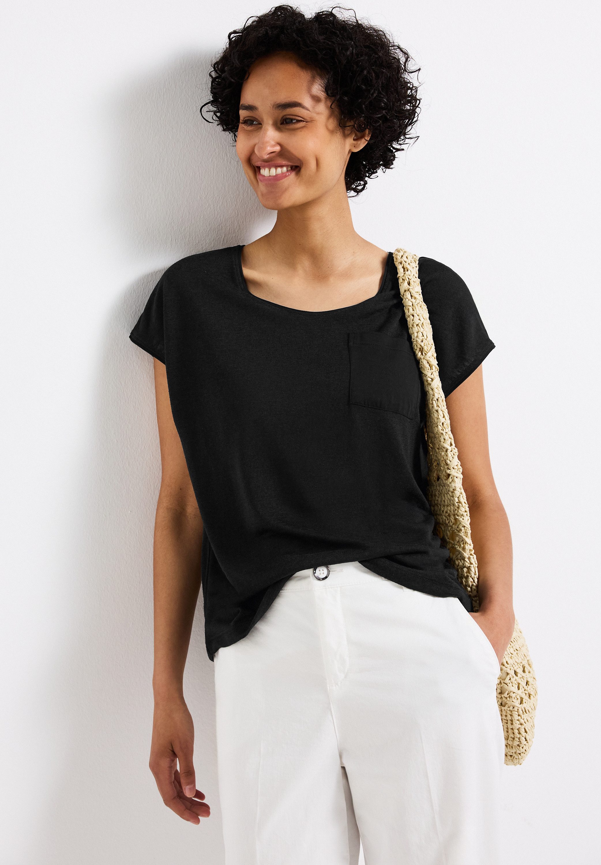 STREET ONE T-Shirt im Leinen-Look und günstig online kaufen