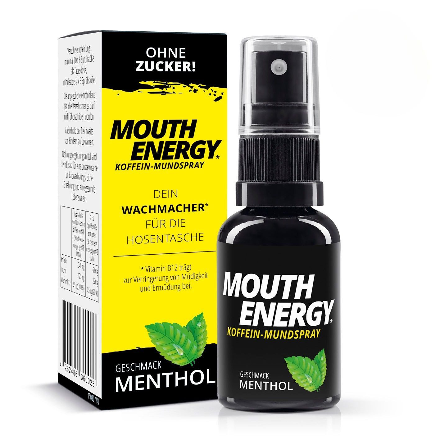 Koffein-Mundspray - Wachmacher mit Vitamin B12 & Taurin, ohne Zucker Sprühflasche
