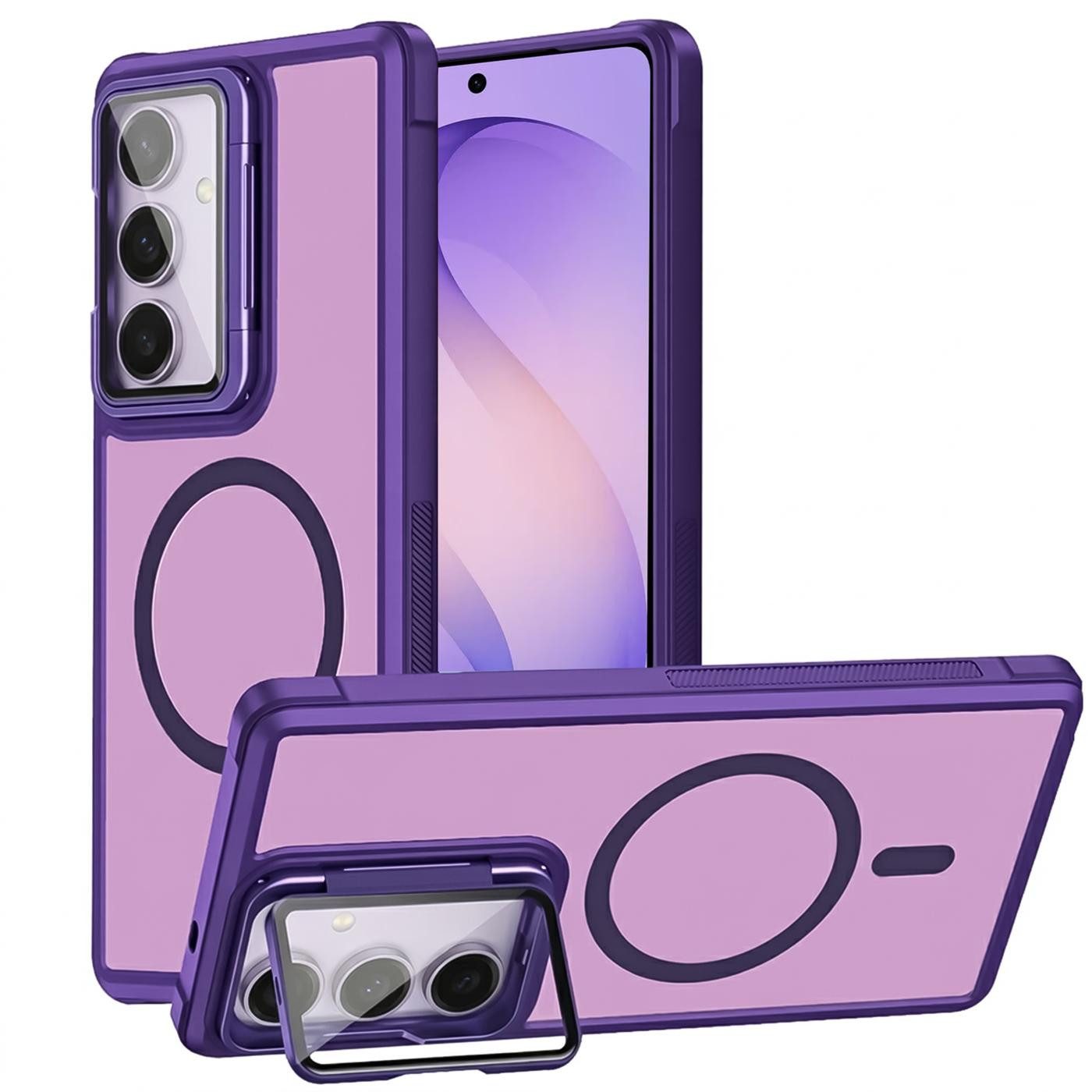 CoolGadget Handyhülle Hybrid CAM Handy Hülle für Samsung Galaxy S26 6,3 Zoll, Kameraschutzglas klappbar Schutzhülle Metallring für Magsafe Zubehör