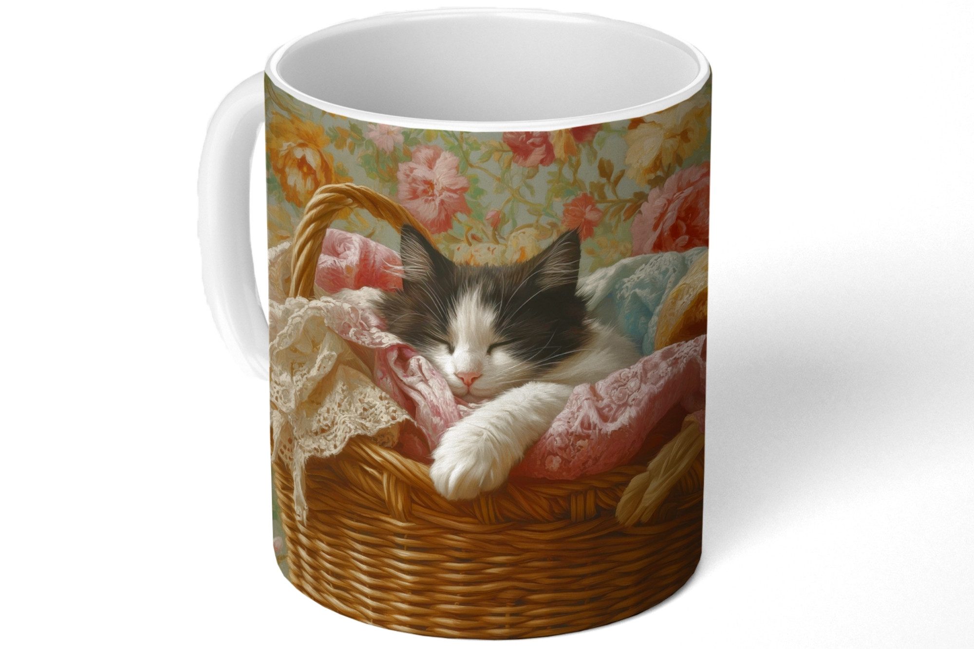 Katze - Blumendruck - Korb