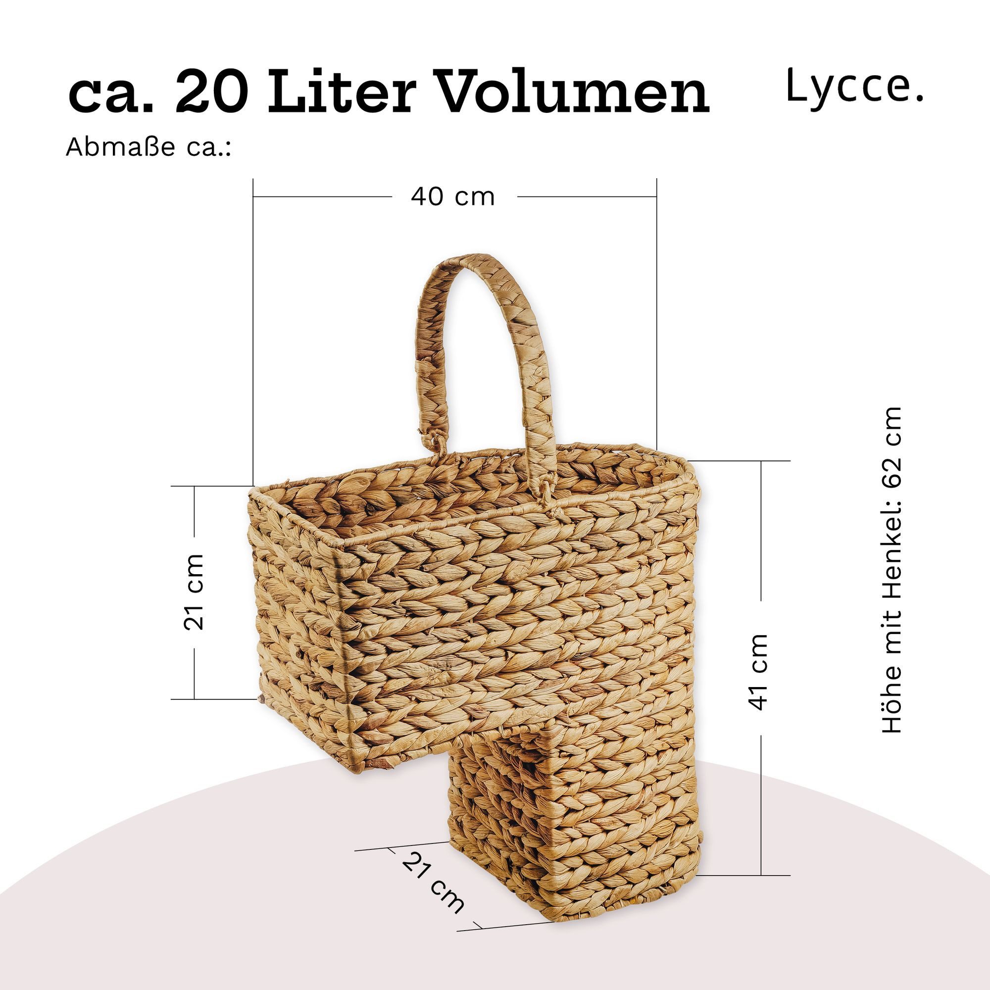 Lycce Treppenkorb Treppenkorb Stufenkorb mit Griff Wasserhyazinthe natur 20 l